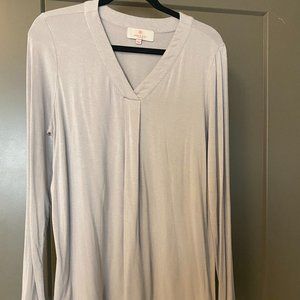 Laurie Felt Rayon from Bamboo Long-sleeve Tunic T-shirts (Grey and White)